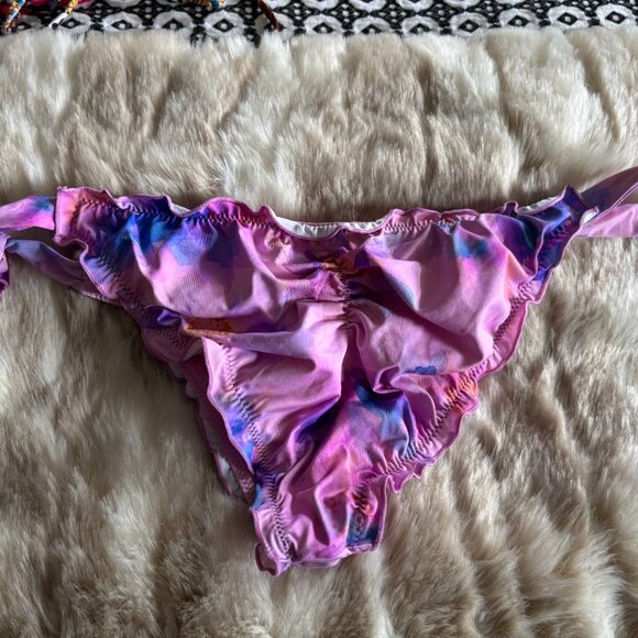 Frankies Bikinis Colby Cheeky Ruffled Bikini Bottom in Watercolor Floral, XS - Picture 3 of 6